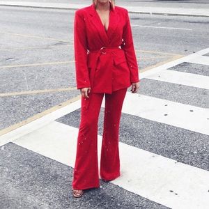 Red Belted Suit Missy Empire